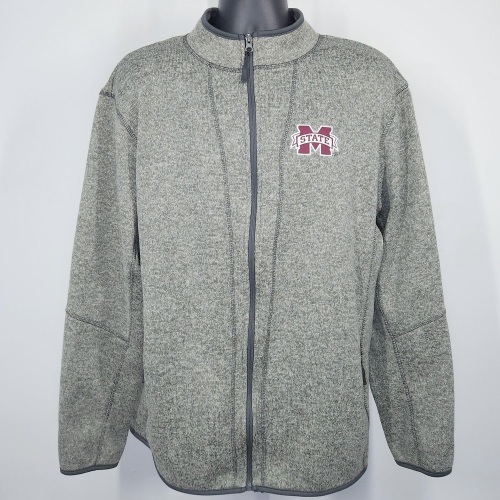 Mississippi State Bulldogs Jacket Mens XL Gray NCAA Football Full Zip Colosseum